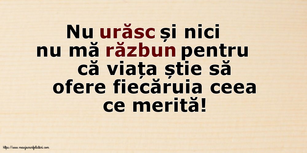 Nu urăsc și nici nu mă răzbun