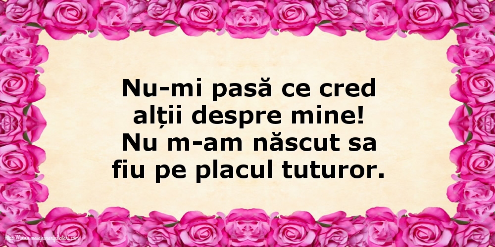 Nu-mi pasă ce cred alții despre mine!
