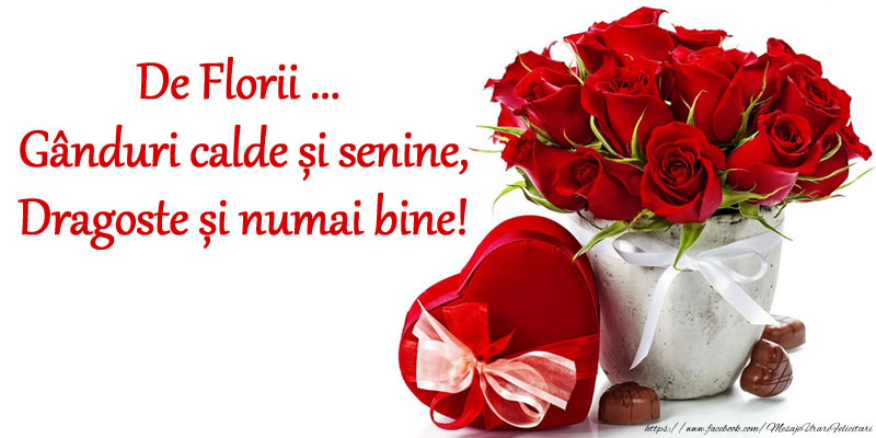 De Florii ...  Gânduri calde și senine, Dragoste și numai bine!