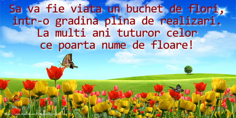 Sa va fie viata un buchet de flori, intr-o gradina plina de realizari. La multi ani tuturor celor ce poarta nume de floare!
