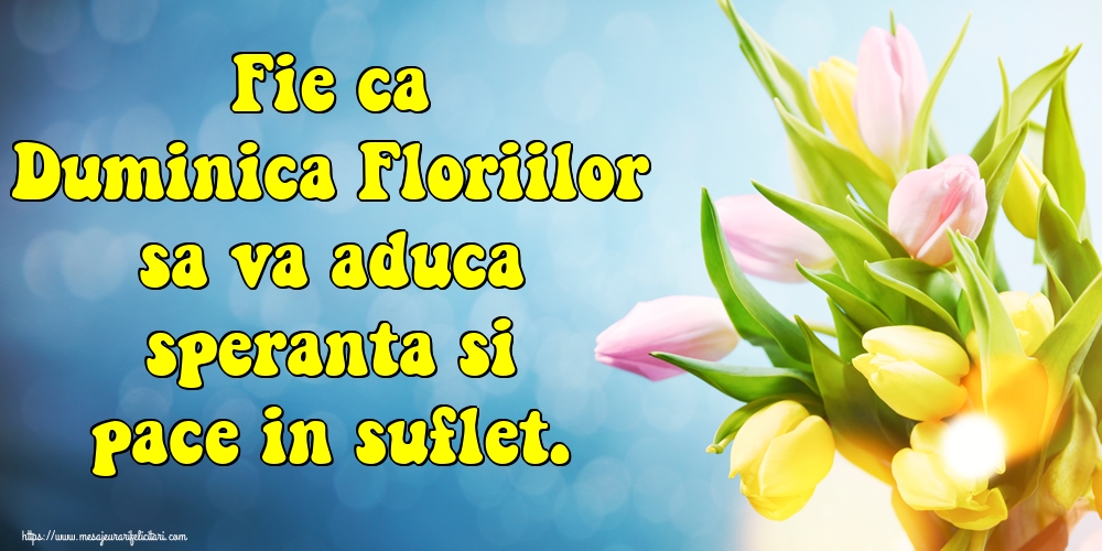 Fie ca Duminica Floriilor sa va aduca speranta si pace in suflet.