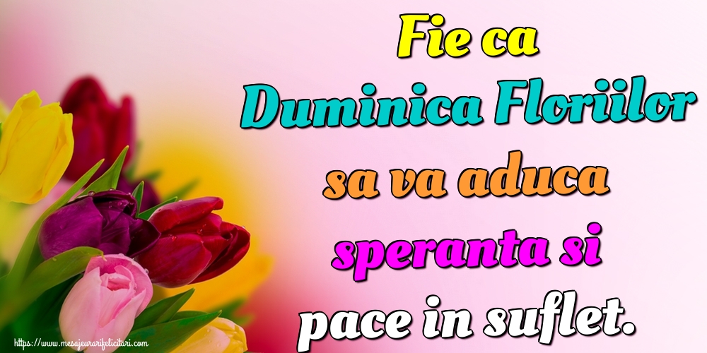 Fie ca Duminica Floriilor sa va aduca speranta si pace in suflet.
