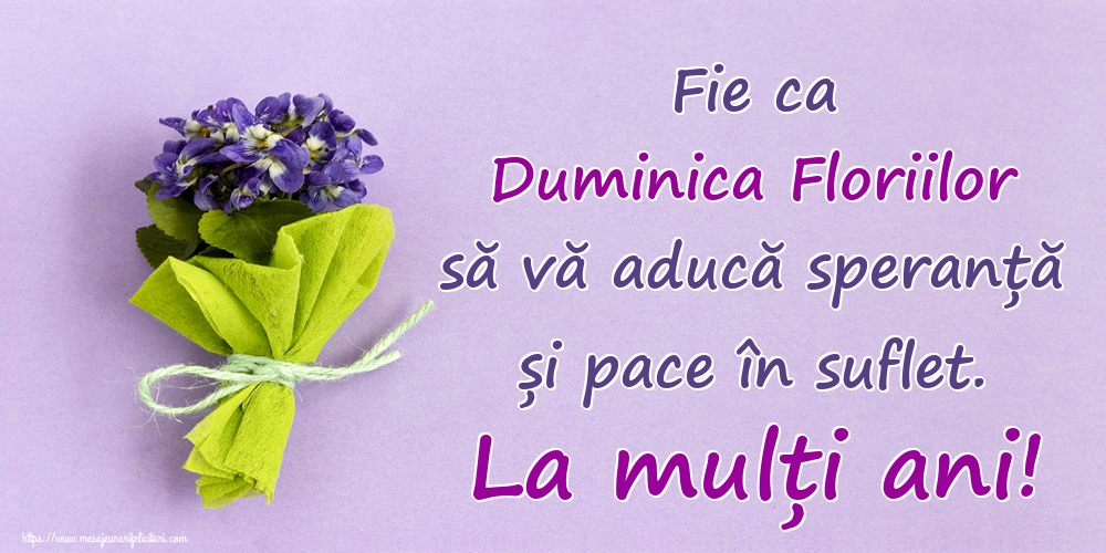 Fie ca Duminica Floriilor să vă aducă speranță și pace în suflet. La mulți ani!