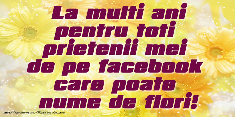 La multi ani pentru toti prietenii mei de pe facebook care poate nume de flori!