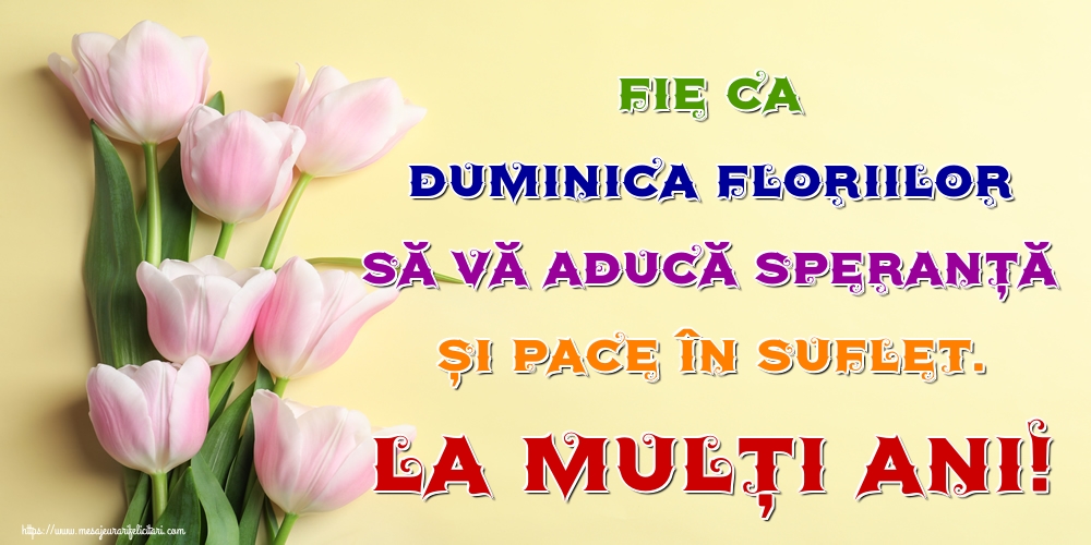 Fie ca Duminica Floriilor să vă aducă speranță și pace în suflet. La mulți ani!