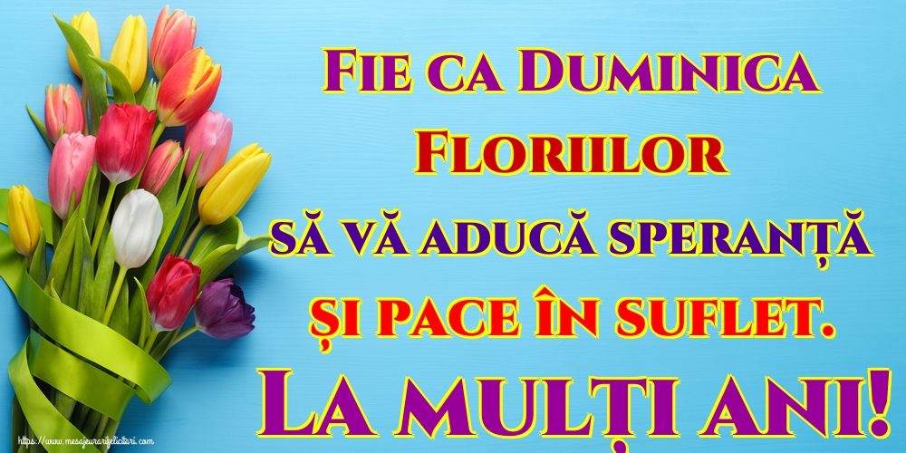 Fie ca Duminica Floriilor să vă aducă speranță și pace în suflet. La mulți ani!