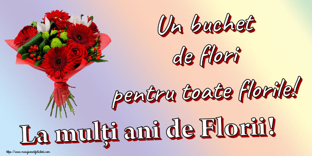 Felicitari de Florii - Un buchet de flori pentru toate florile! La mulți ani de Florii! ~ buchet cu gerbere - mesajeurarifelicitari.com