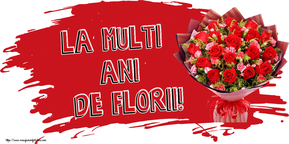 Felicitari de Florii - La Multi Ani de Florii! ~ trandafiri roșii și garoafe - mesajeurarifelicitari.com