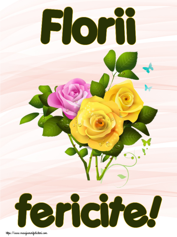 Felicitari de Florii - Florii fericite! ~ trei trandafiri - mesajeurarifelicitari.com