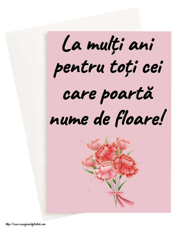 Felicitari de Florii - La mulți ani pentru toți cei care poartă nume de floare! ~ buchet de garoafe - Clipart - mesajeurarifelicitari.com