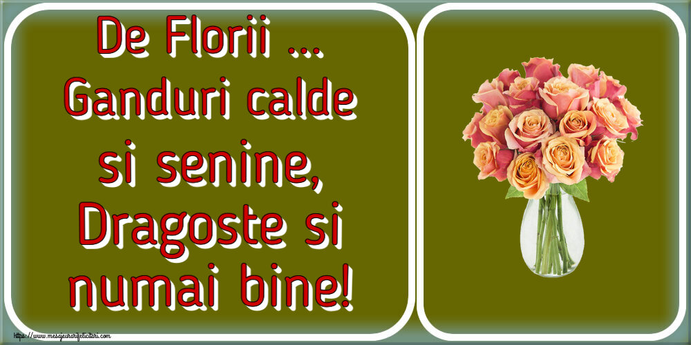 Florii De Florii ... Ganduri calde si senine, Dragoste si numai bine! ~ vază cu trandafiri