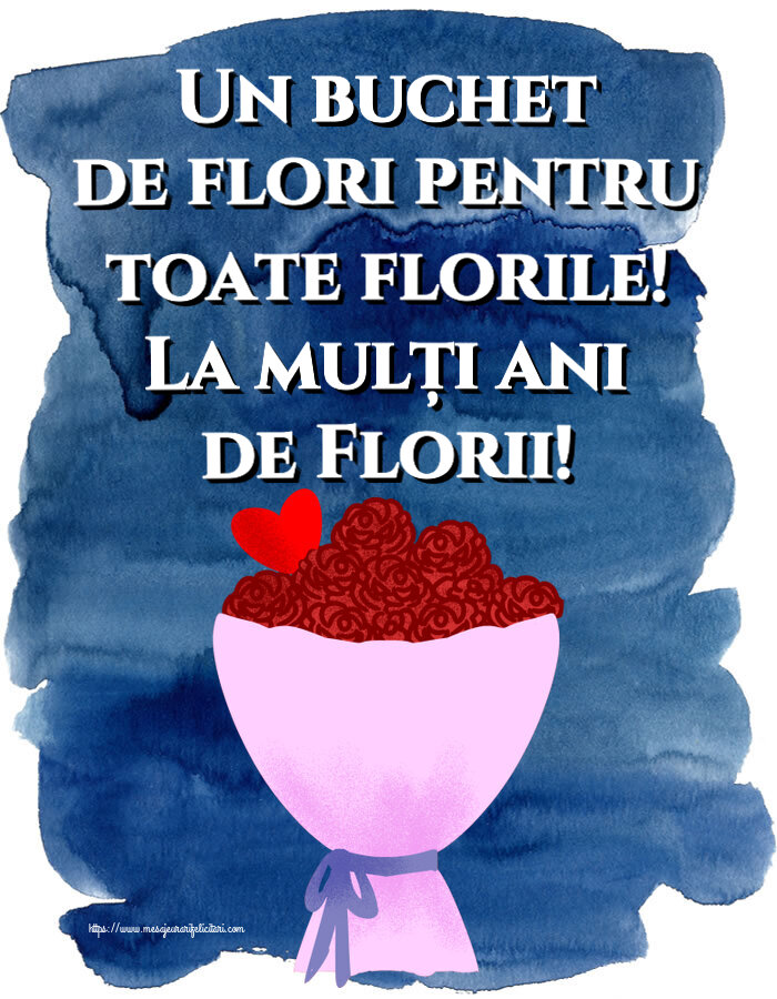 Felicitari de Florii - Un buchet de flori pentru toate florile! La mulți ani de Florii! ~ flori si inimioara clipart - mesajeurarifelicitari.com