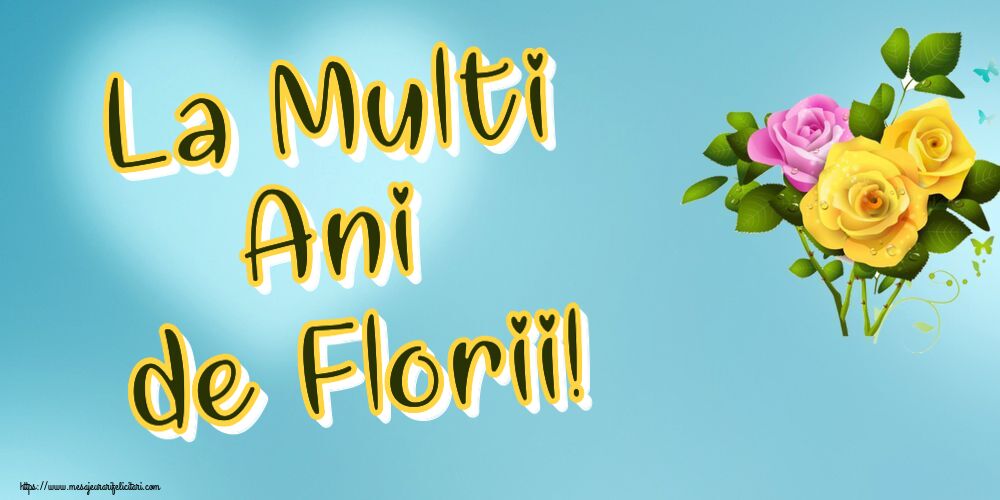 Felicitari de Florii - La Multi Ani de Florii! ~ trei trandafiri - mesajeurarifelicitari.com