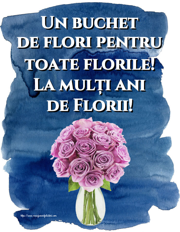 Un buchet de flori pentru toate florile! La mulți ani de Florii! ~ trandafiri mov în vază