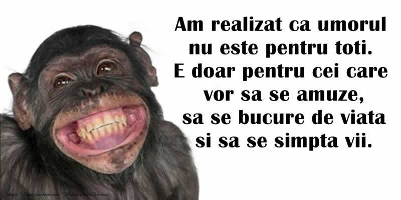 Am realizat ca umorul nu este pentru toti. E doar pentru cei care vor sa se amuze, sa se bucure de viata si sa se simpta vii.