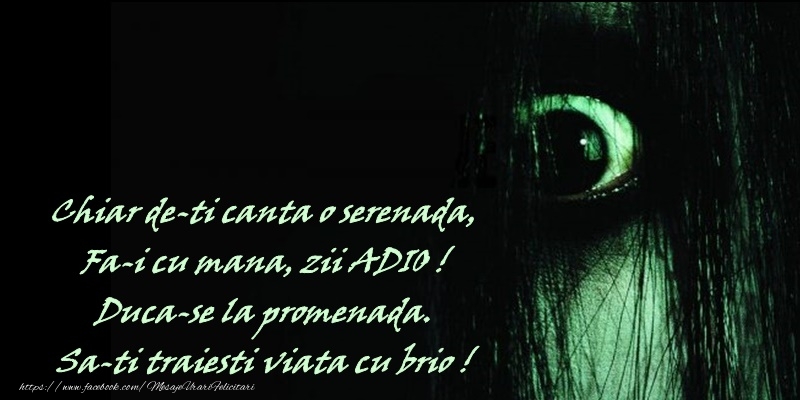 Chiar de-ti canta-o serenada, Fa-i cu mana, zi adio! Duca-se la promenada. Sa-ti traiesti viata cu brio!