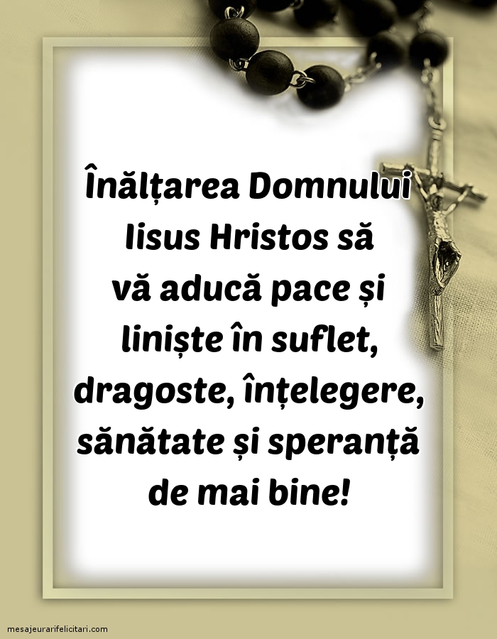 Înălțarea Domnului Iisus Hristos să vă aducă pace și liniște în suflet!