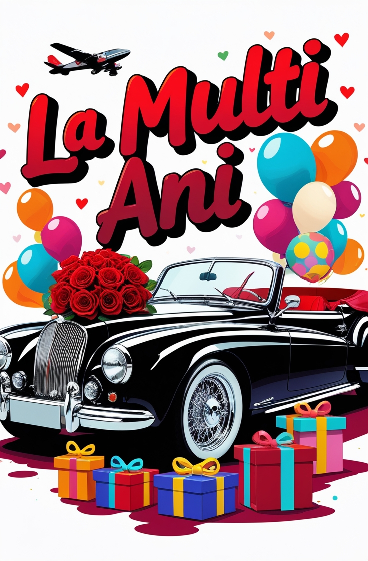 La multi ani Felicitare cu masina de epoca