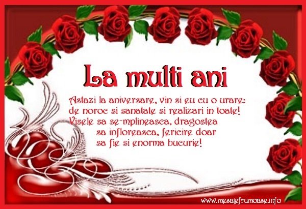 Felicitari de la multi ani - La multi ani! Astazi la aniversare, vin si eu cu o urare - mesajeurarifelicitari.com