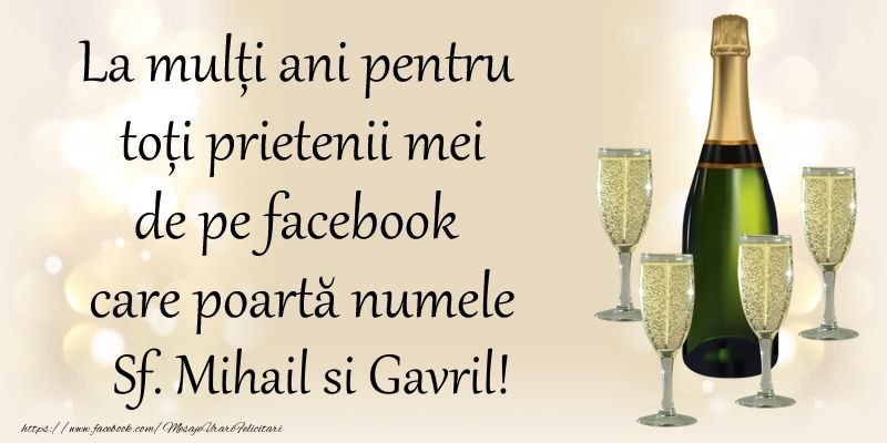 La multi ani pentru toti prietenii mei de pe facebook care poarta numele Sf. Mihail si Gavril!