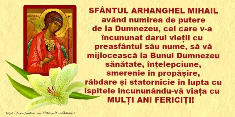 Felicitari de Sfintii Mihail si Gavril - ✝️ La multi ani de Sfintii Mihail si Gavril! - mesajeurarifelicitari.com