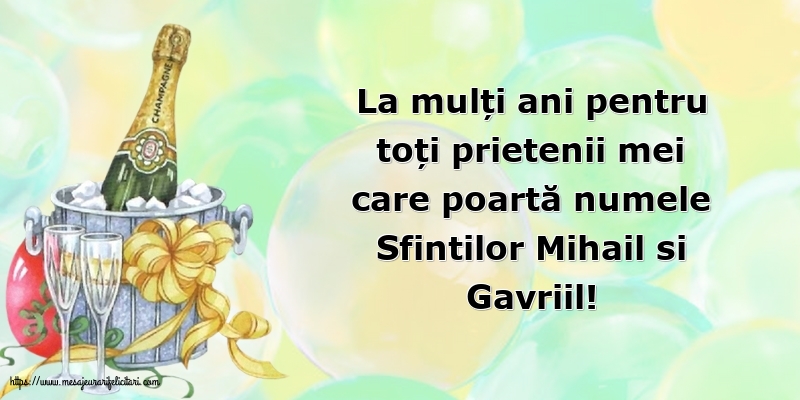 Felicitari de Sfintii Mihail si Gavril cu mesaje - La mulți ani de Sfintii Mihail si Gavriil!