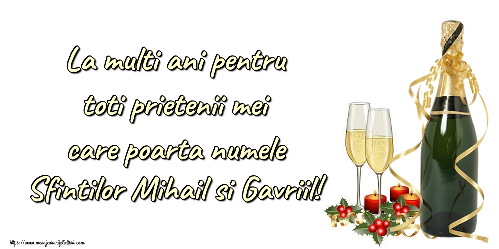 Felicitari de Sfintii Mihail si Gavril cu sampanie - La multi ani pentru toti prietenii mei care poarta numele Sfintilor Mihail si Gavriil!