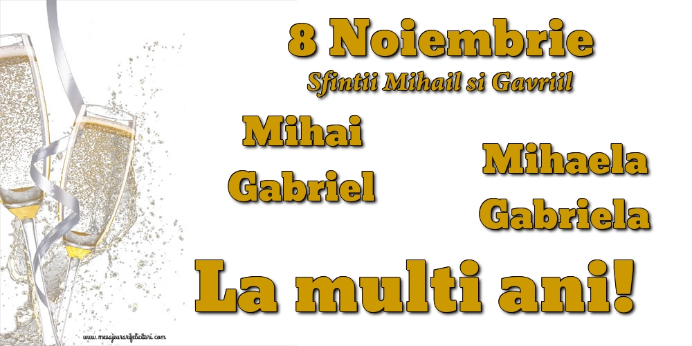 Felicitari de Sfintii Mihail si Gavril cu sampanie - 8 Noiembrie - Sfintii Mihail si Gavriil