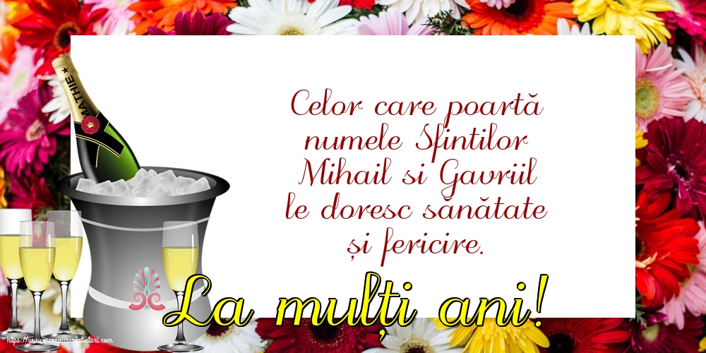 Felicitari de Sfintii Mihail si Gavril cu sampanie - La mulți ani!