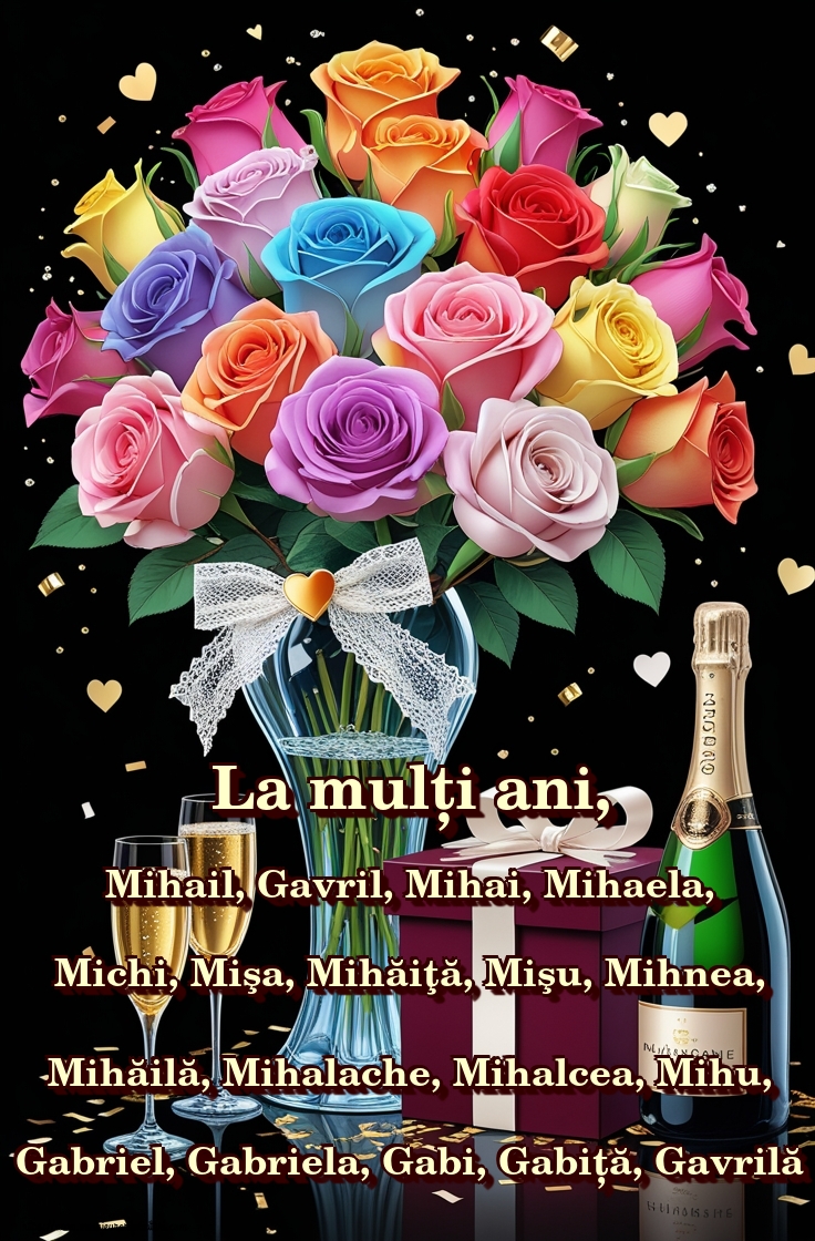 La mulți ani, Mihail, Gavril, Mihai, Mihaela, Michi, Mişa, Mihăiţă, Mişu, Mihnea, Mihăilă, Mihalache, Mihalcea, Mihu, Gabriel, Gabriela, Gabi, Gabiță, Gavrilă