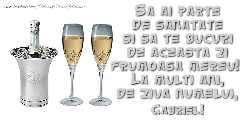 Sa ai parte de sanatate si sa te bucuri de aceasta zi frumoasa mereu! La multi ani, de ziua numelui, Gabriel