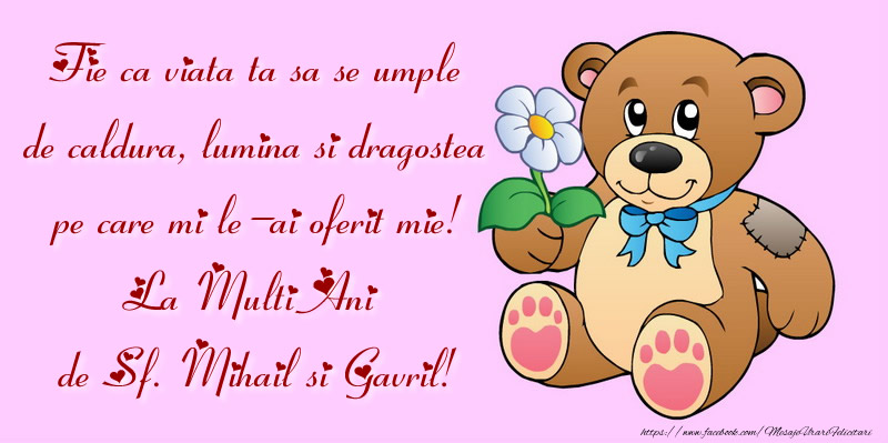 Fie ca viata ta sa se umple de caldura, lumina si dragostea pe care mi le-ai oferit mie! La Multi Ani de Sf. Mihail si Gavril!