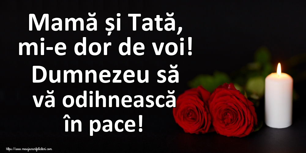Mamă și Tată, mi-e dor de voi! Dumnezeu să vă odihnească în pace!
