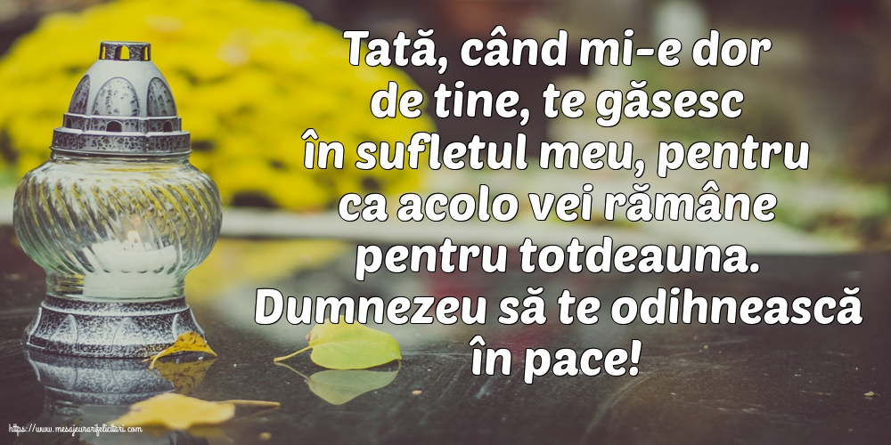 Dumnezeu să te odihnească în pace!
