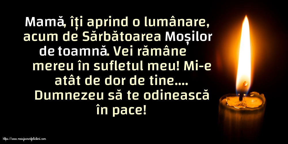 Moșii de toamnă Dumnezeu să te odinească în pace!