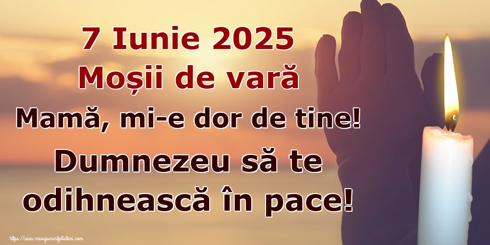 7 Iunie 2025 Moșii de vară Mamă, mi-e dor de tine! Dumnezeu să te odihnească în pace!