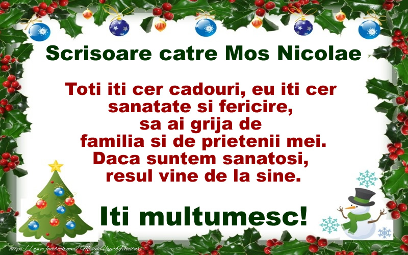 Felicitari de Mos Nicolae - Scrisoare catre Mos Nicolae - mesajeurarifelicitari.com
