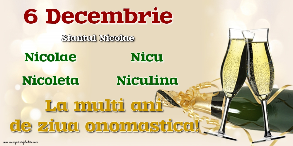 Felicitari de Mos Nicolae - 6 Decembrie - Sfantul Nicolae - mesajeurarifelicitari.com