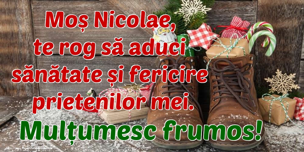 Moș Nicolae, te rog să aduci sănătate și fericire prietenilor mei. Mulțumesc frumos!