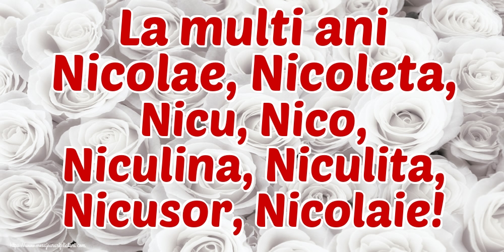 La multi ani Nicolae, Nicoleta, Nicu, Nico, Niculina, Niculita, Nicusor, Nicolaie!