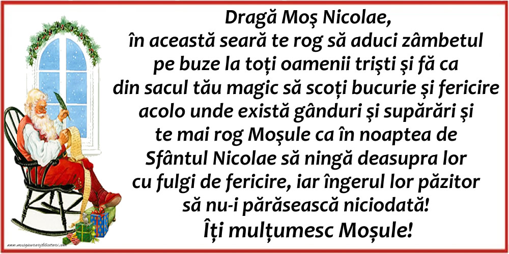 Felicitari de Mos Nicolae - Scrisoare frumoasă pentru Moș Nicolae - mesajeurarifelicitari.com