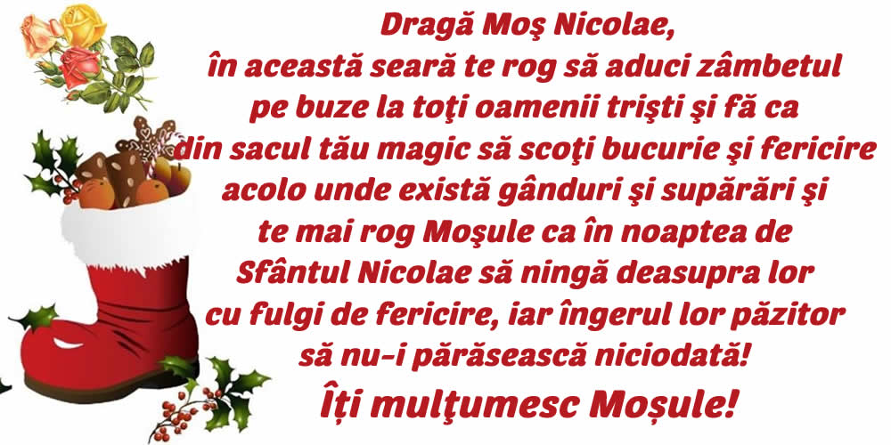 Felicitari de Mos Nicolae - Scrisoare pentru Moș Nicolae (Dragă Moş Nicolae) - mesajeurarifelicitari.com