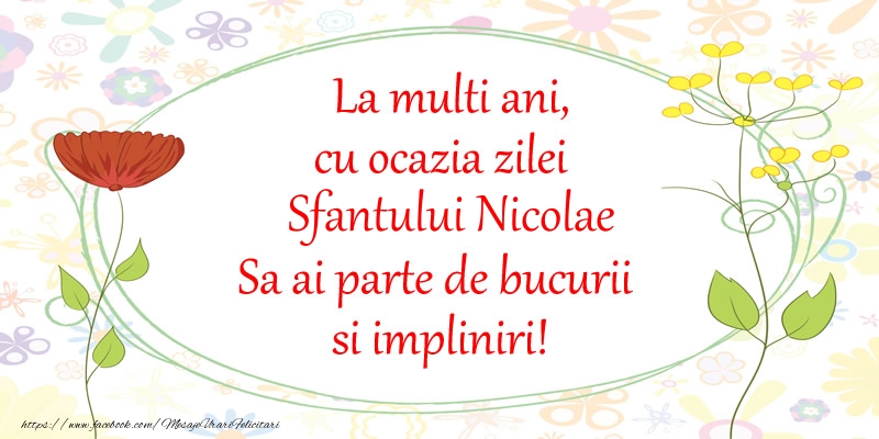 Felicitari de Mos Nicolae - La multi ani, cu ocazia zilei Sfantului Nicolae Sa ai parte de bucurii si impliniri! - mesajeurarifelicitari.com
