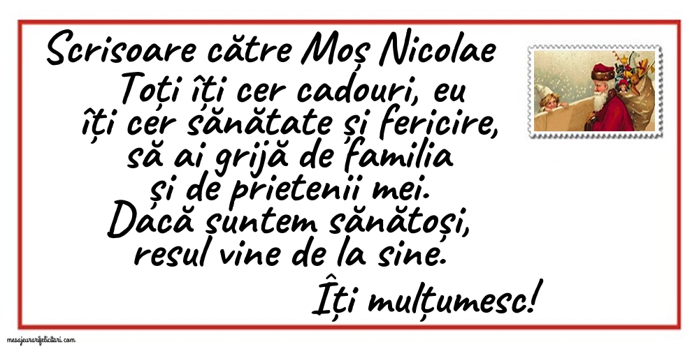 Felicitari de Mos Nicolae - Scrisoare către Moș Nicolae - mesajeurarifelicitari.com