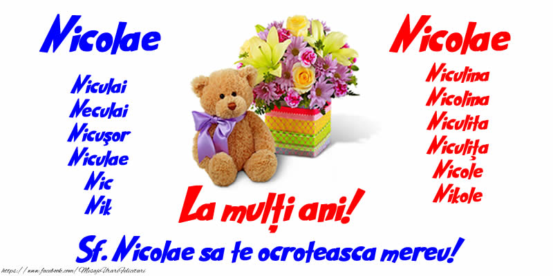 Felicitare de Sf. Nicolae cu numele sarbatorite