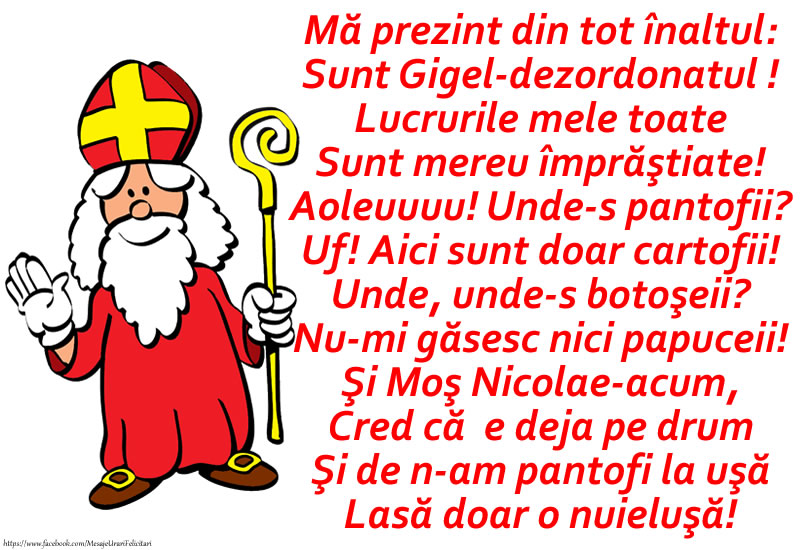 Poezie de Mos Nicolae: Mă prezint din tot înaltul: Sunt Gigel-dezordonatul !