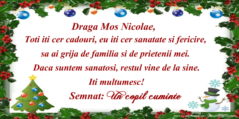 Scrisoare catre Mos Nicolae