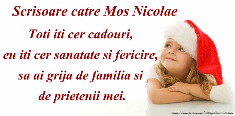 Felicitari de Mos Nicolae - Scrisoare catre Mos Nicolae - mesajeurarifelicitari.com