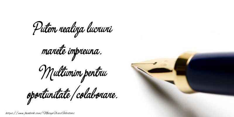 Putem realiza lucruri marete impreuna.
