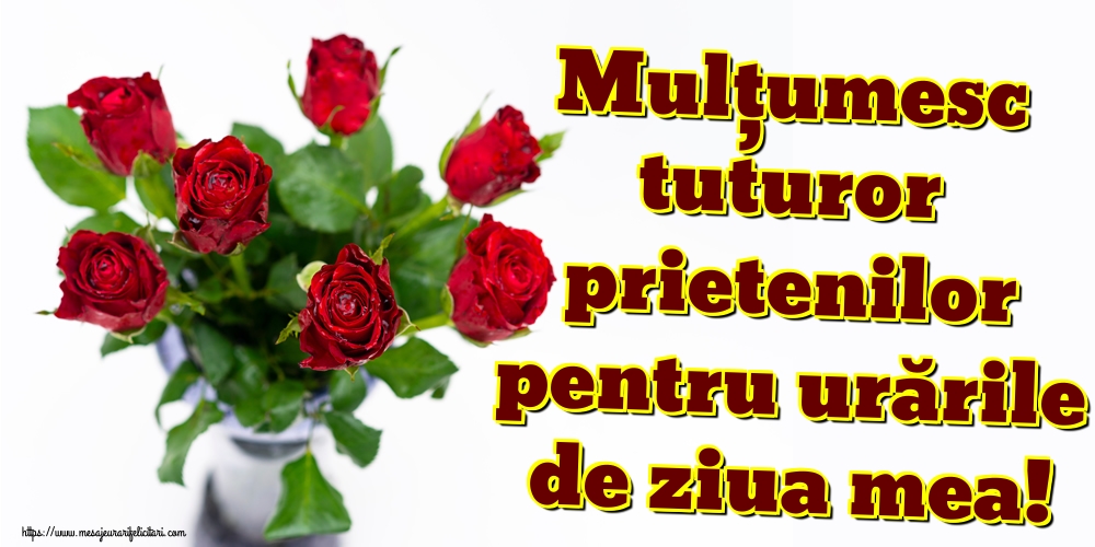 Felicitari de multumire - Mulțumesc tuturor prietenilor pentru urările de ziua mea! - mesajeurarifelicitari.com